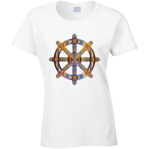 Ornate Vintage Dharma Wheel Women&#39;s Yoga Ladies T Shirt