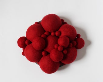 Red wall sculpture, Fiber wall art, Modern textile sculpture, Contemporary wall sculpture, Felted wall art, Abstract wall art, coral art