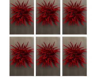 Oversized Wall Sculptures, Red 3D Wall Art: Modern Wool & Metal Wall Art, Modular Fiber Wall Art, Statement Wall Art, Industrial Wall Art