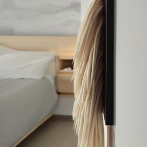 Black and White Wool Fiber Wall Art: 3D Modern Sculpture