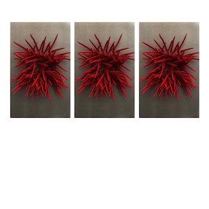 Merino Felted Wool Fiber Art Sculpture Set: Contemporary 3D Wall Decor