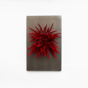 Set von 3 modernen roten Wandskulptur, 3D-Faser-Wandkunst, gefilzte Wolle Wandkunst, Statement Wandkunst, zeitgenössische Kunst, Loft-Wand-Dekor Bild 6
