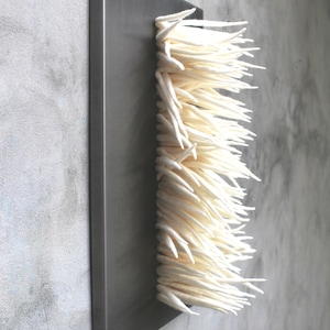 Neutral Merino Wool Fiber Wall Art: Modern Wabi Sabi Sculpture