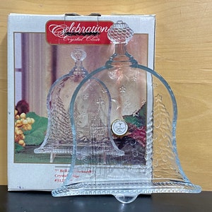 Vintage 7” Bell of Christmas Candy Dish Celebrations Crystal Holiday Decor