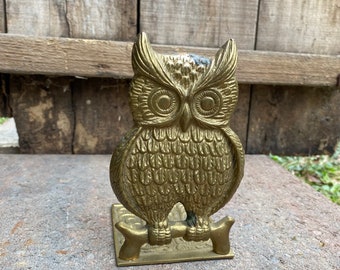 Brass Owl Bookend Vintage