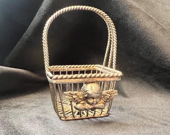 Miniature Silverplated Cherub Basket