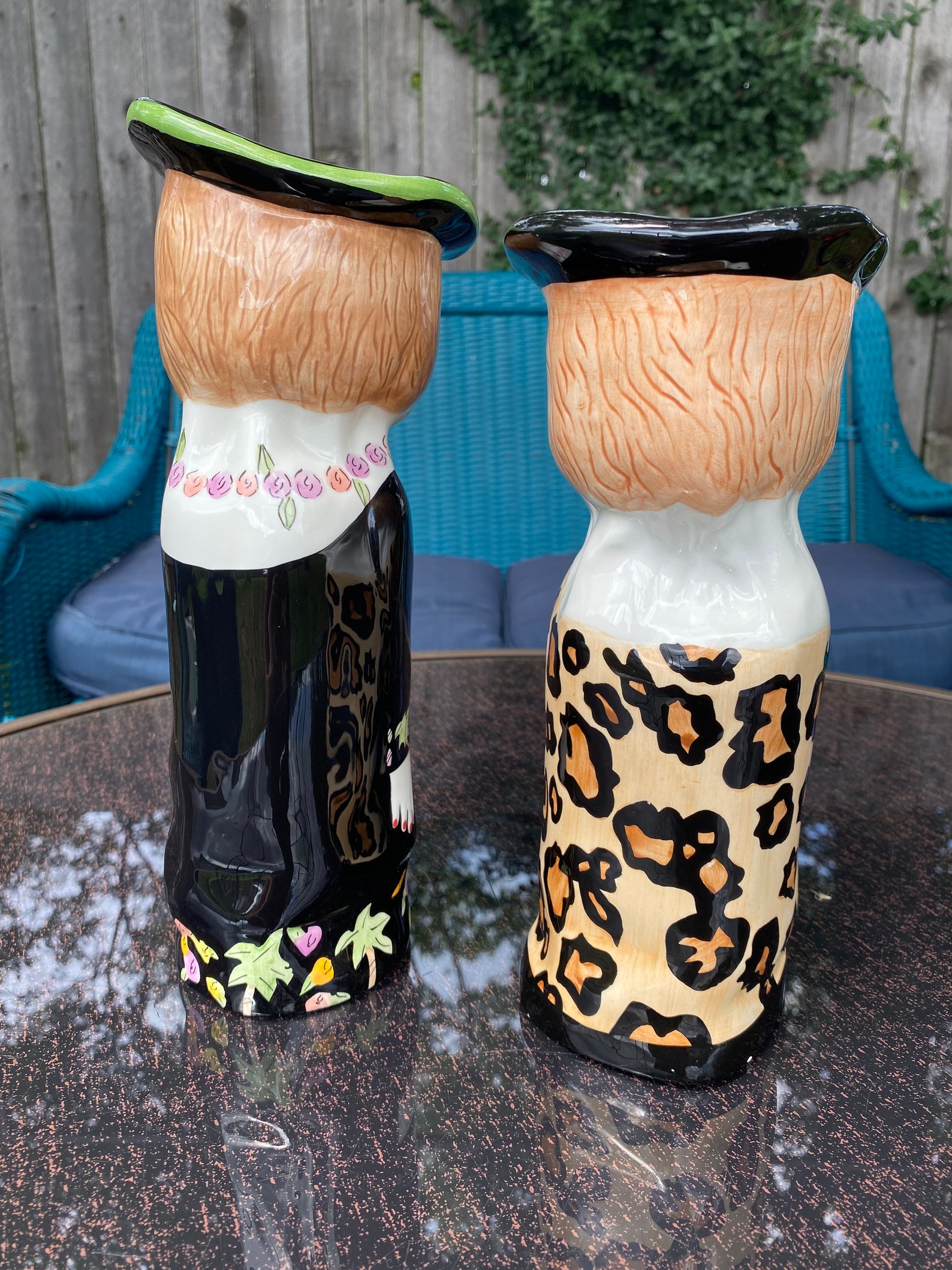 2 Bella Casa Vases Susan Paley by Ganz Hand Painted Vases Etsy