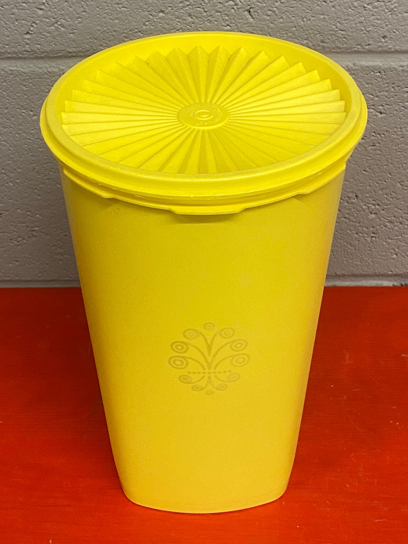 Large Vintageyellow Tupperware Canister Yellow Canister Etsy