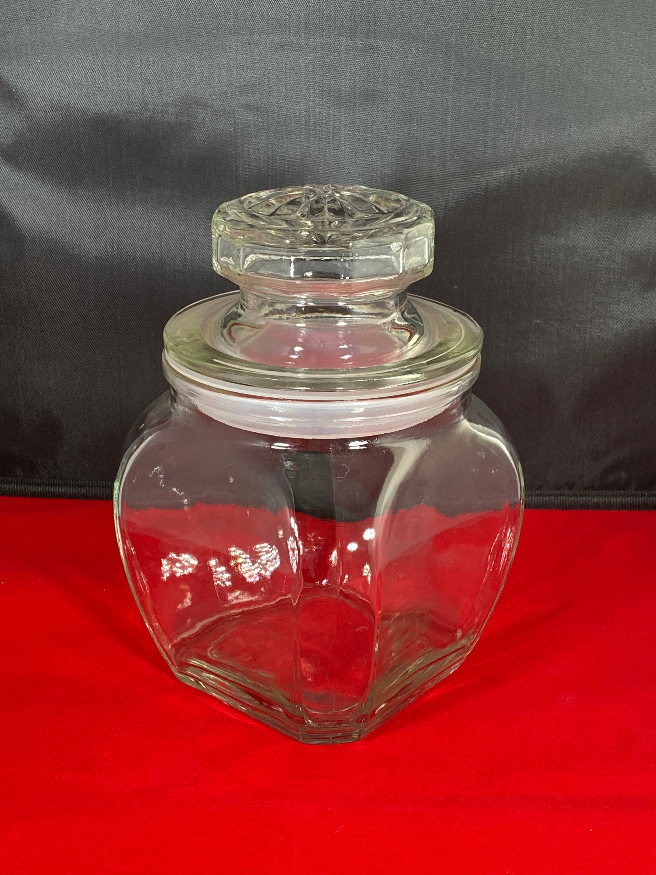 Vintage Clear Glass Cookie Jar Glass Canister w/Lid Home Etsy