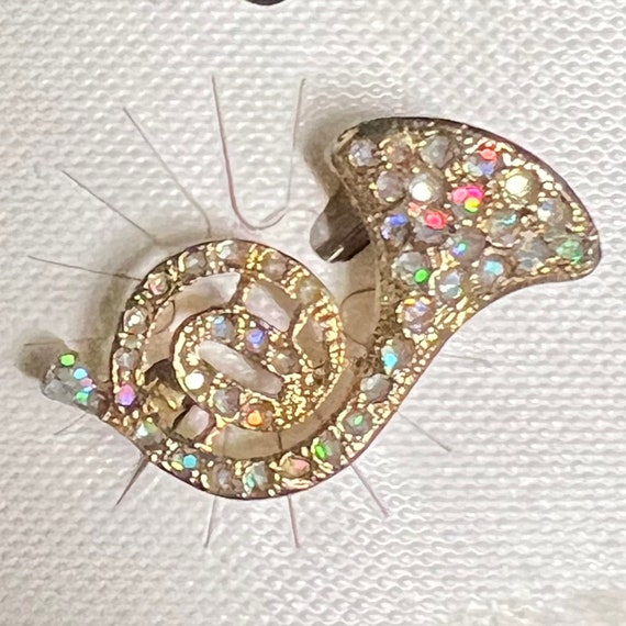 Iridescent Crystal French Horn Brooch - image 7