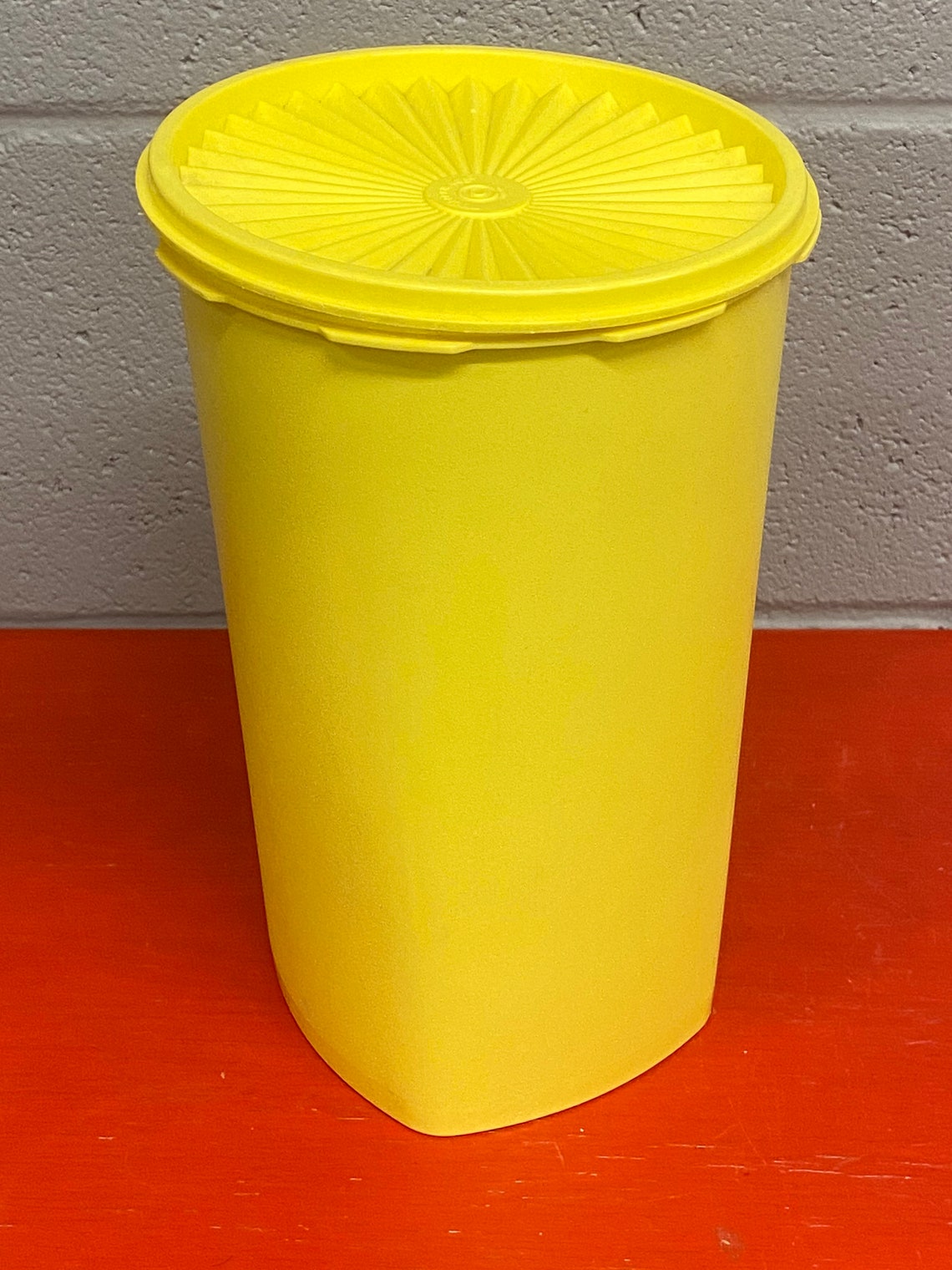 Large Vintageyellow Tupperware Canister Yellow Canister Etsy