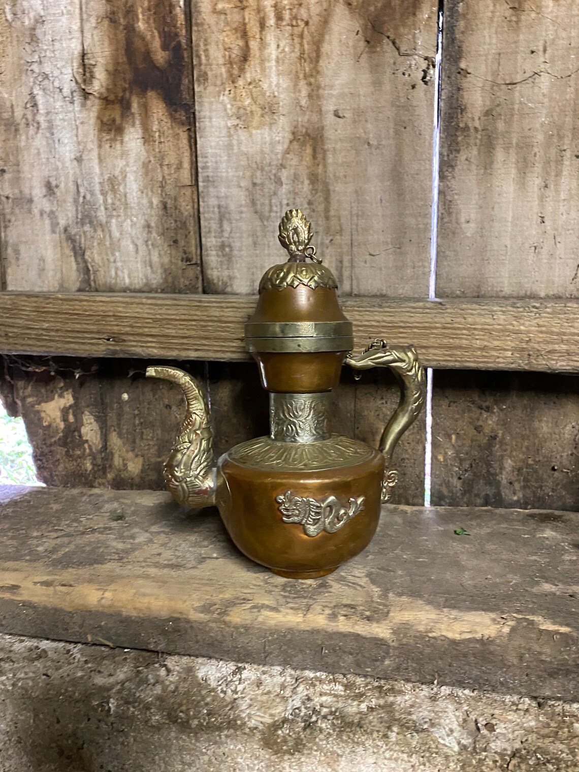 Vintage Antique Chinese Dragon Copper and Brass Wine Tea Pot Etsy