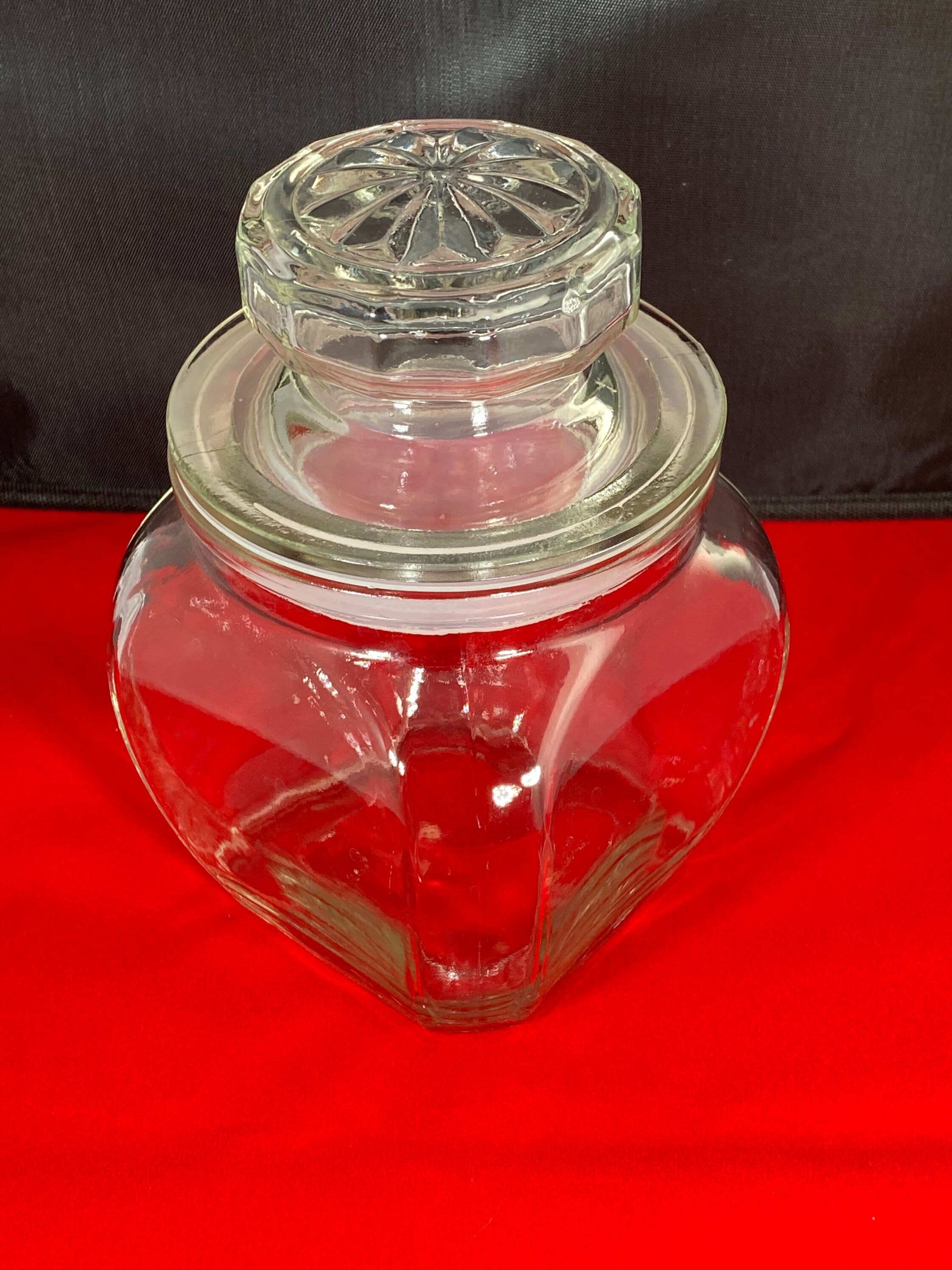 Vintage Clear Glass Cookie Jar Glass Canister w/Lid Home Etsy