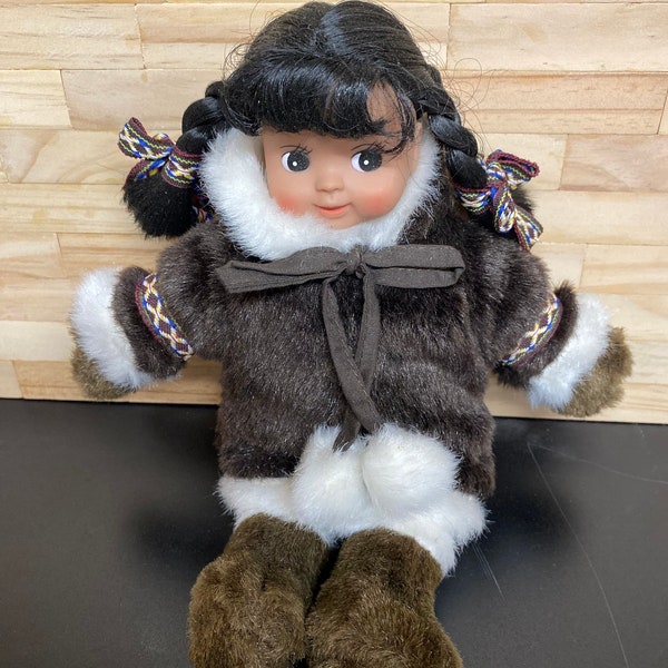 Alaskan Friends - Arctic Circle Intuit Girl Stuffed Plush Doll With Braids And Brown Parka - Alaska