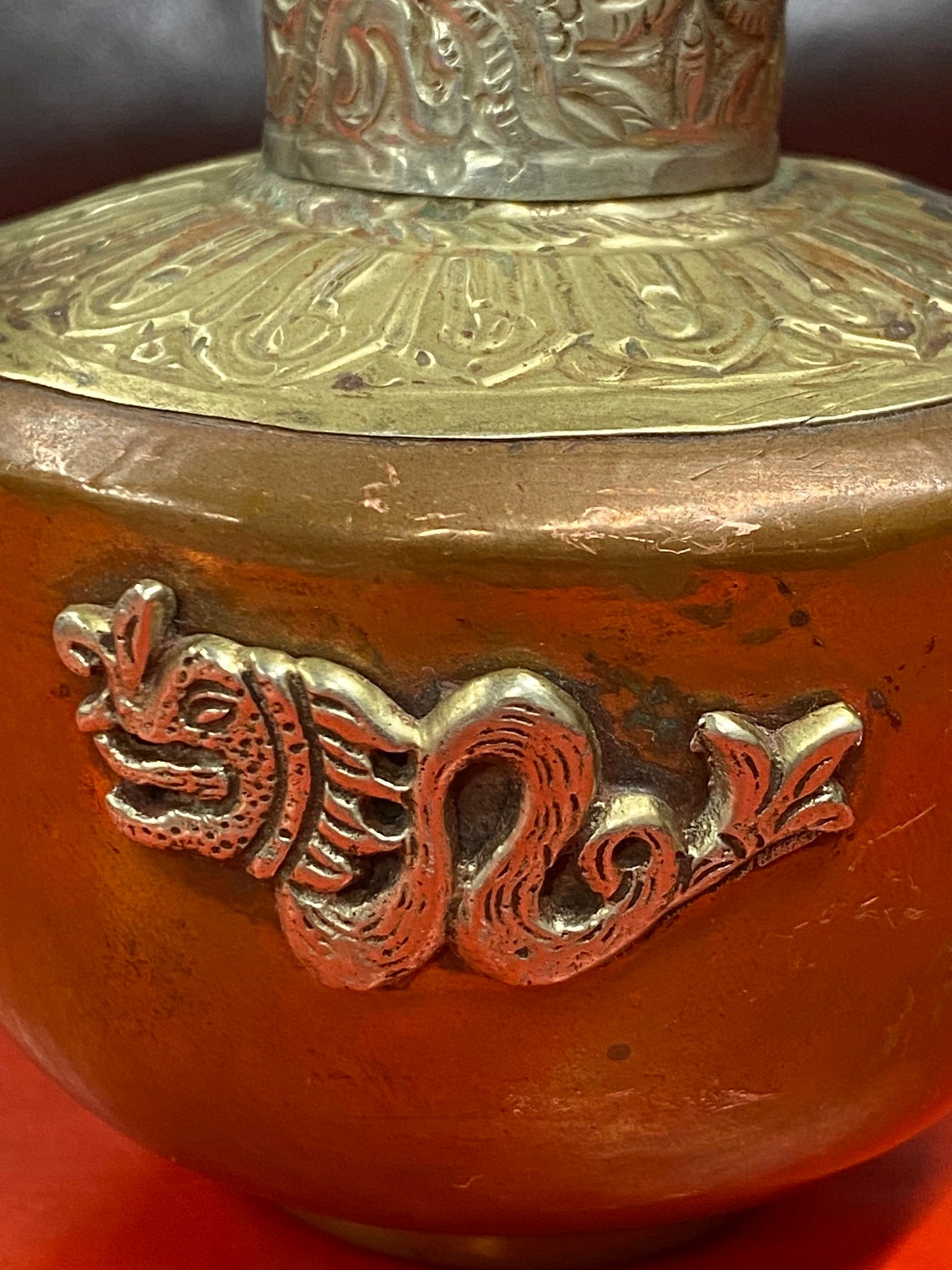 Vintage Antique Chinese Dragon Copper and Brass Wine Tea Pot Etsy