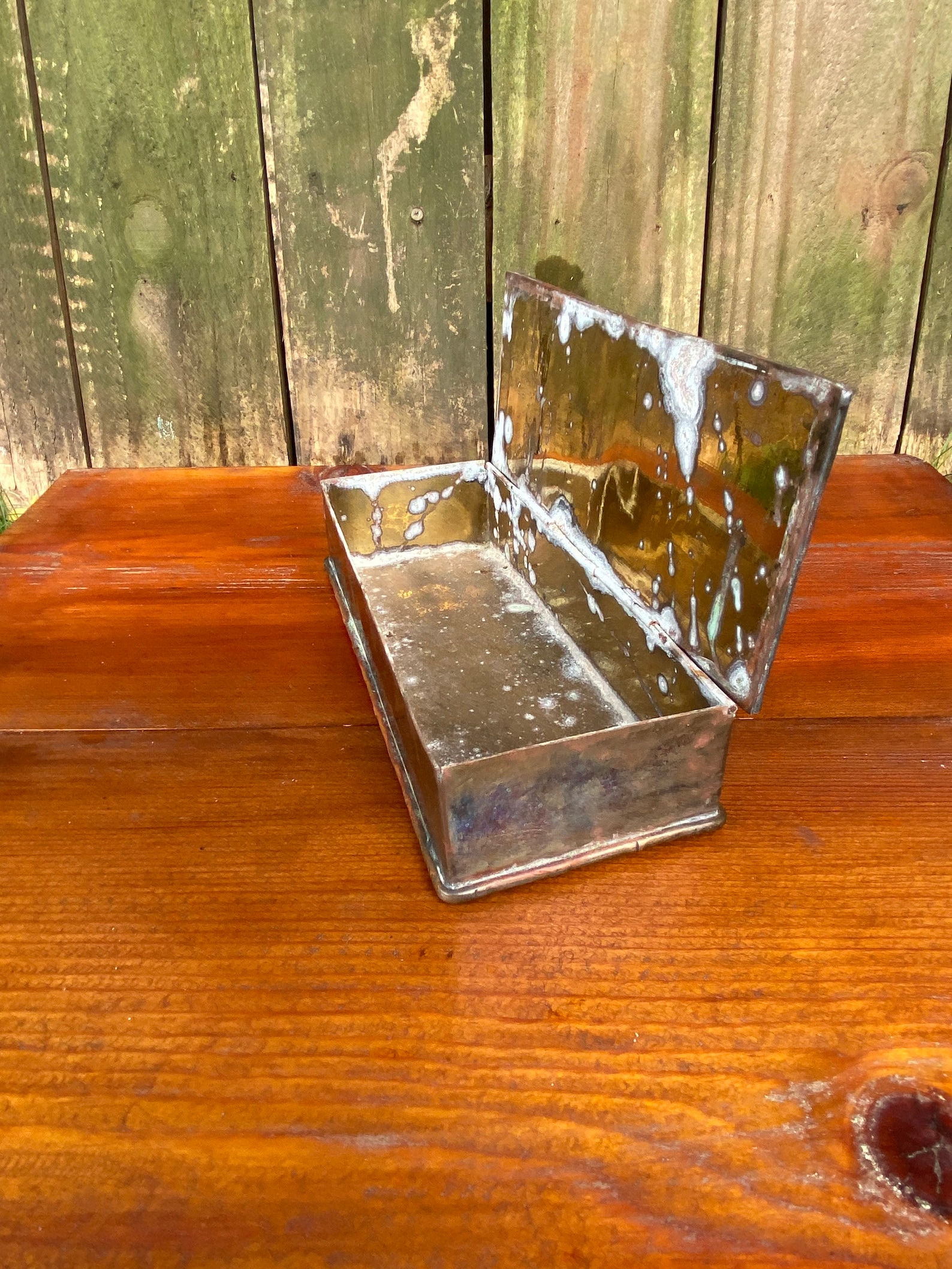 Antique Solid Copper Keepsake Box Rustic Tarnished Copper Etsy