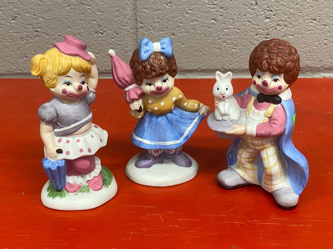 3 Vintage ENESCO Clown Figurines 1985 & 1986 Boy Clown Etsy
