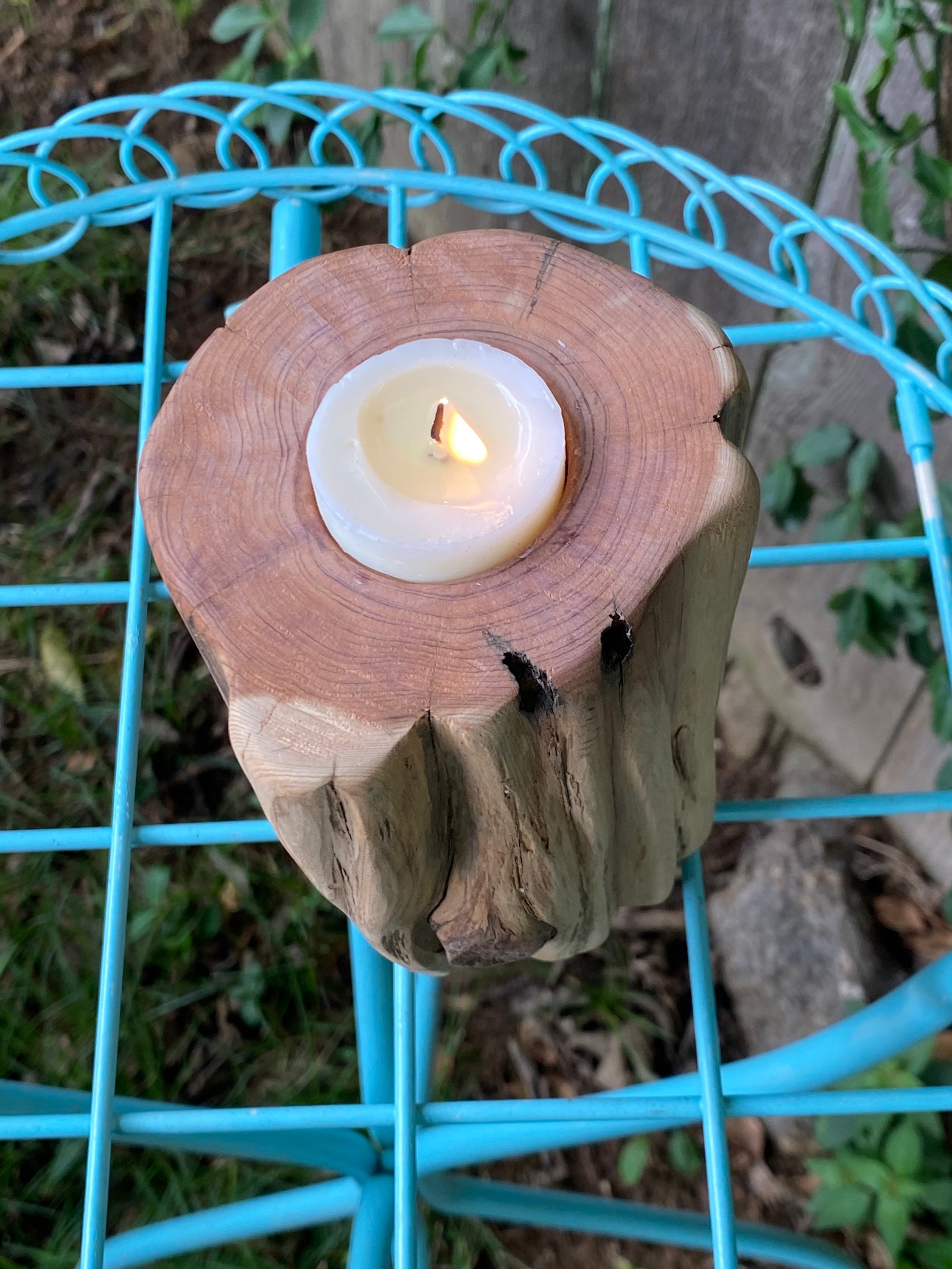 5 Handmade Cedar Candle Holder Solid CedarTea Light Holder Etsy