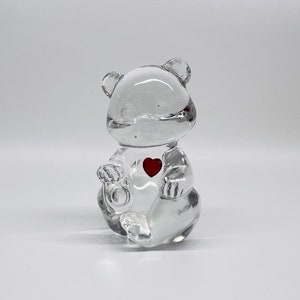 Fenton Glass July Birthday Bear Crystal Figurine Heart Birthstone