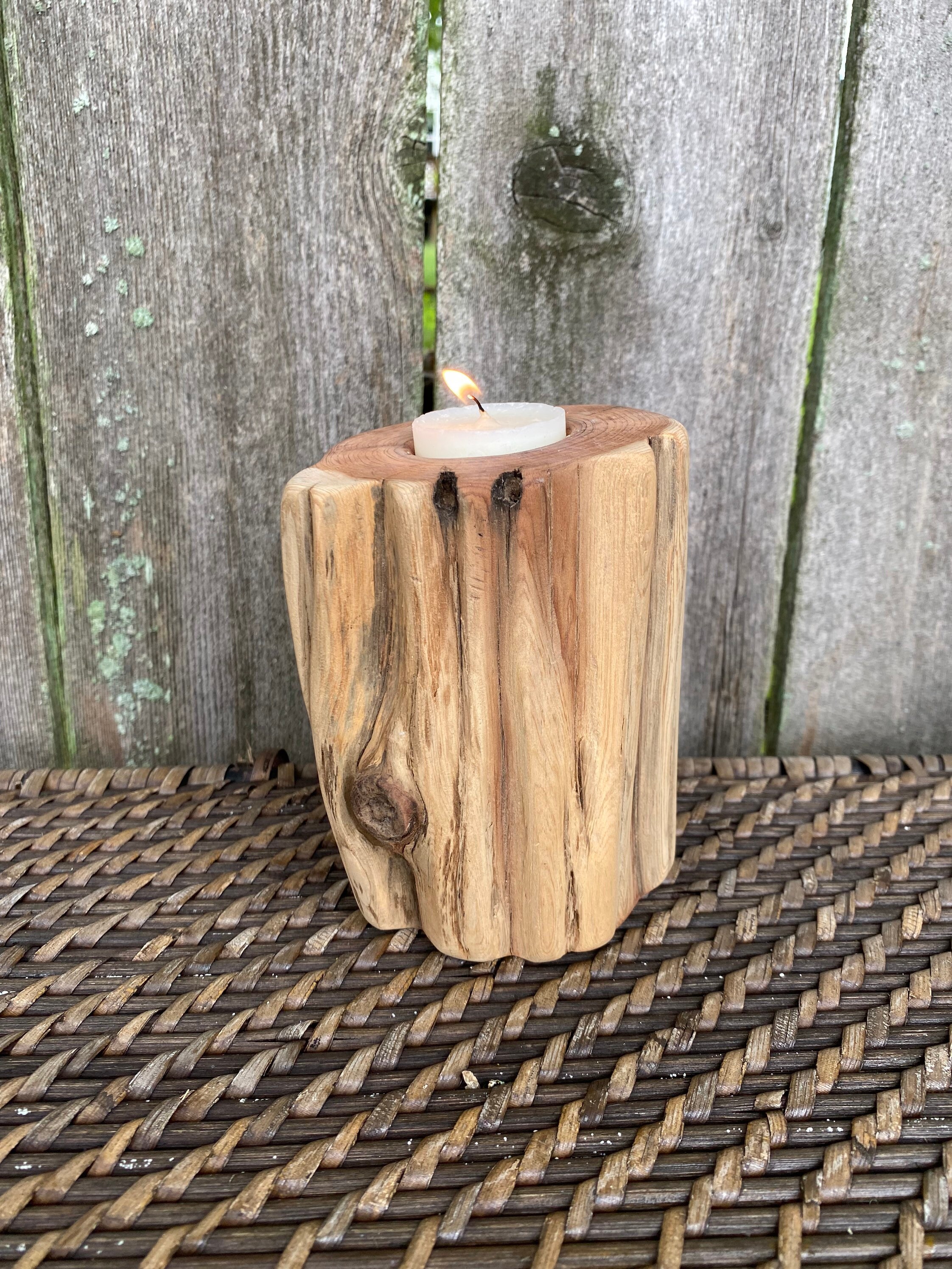 5 Handmade Cedar Candle Holder Solid CedarTea Light Holder Etsy