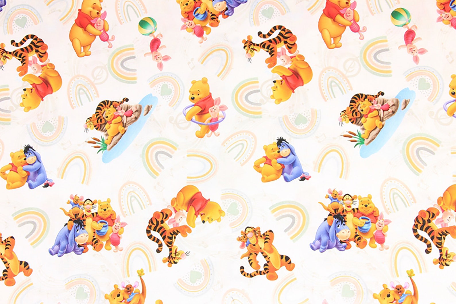 Winnie the Pooh Fabric 100 Cotton Fabric Cartoon Printed Etsy