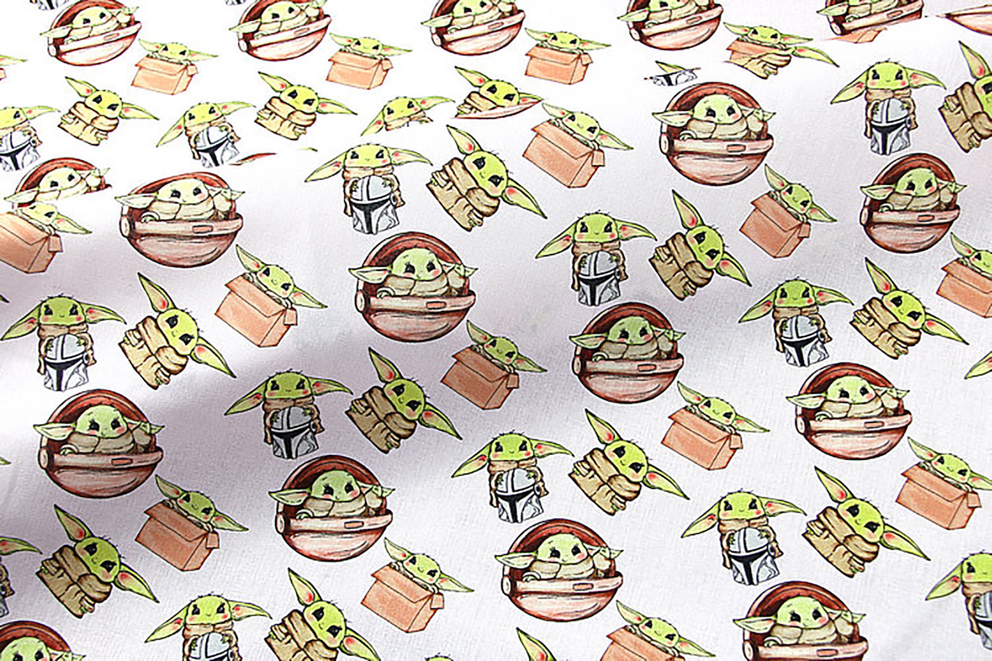 Cute Baby Yoda Fabric White Fabric 100 Cotton Fabric Etsy