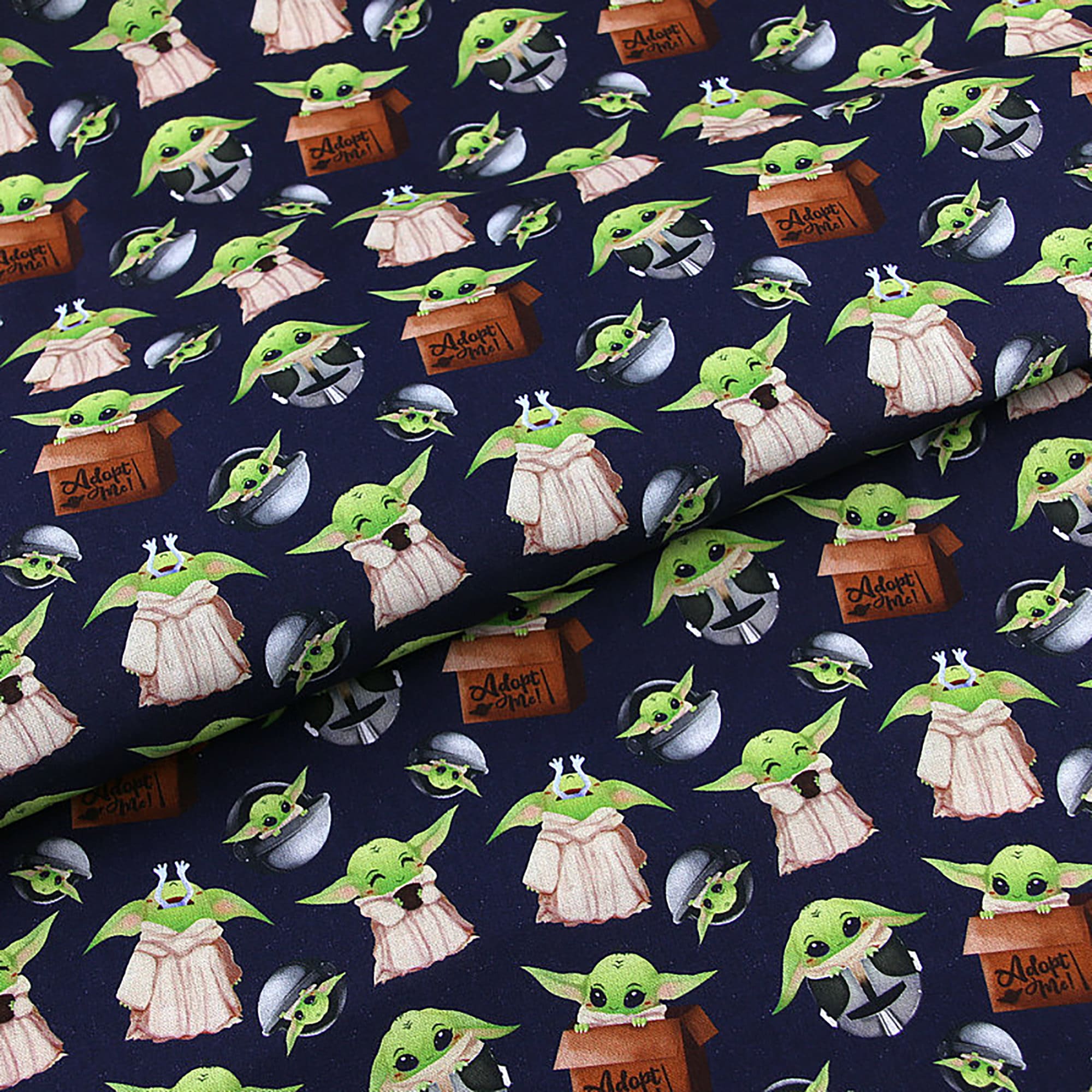 Baby Yoda Fabric 100 Cotton Fabric Cartoon Printed Cotton Etsy
