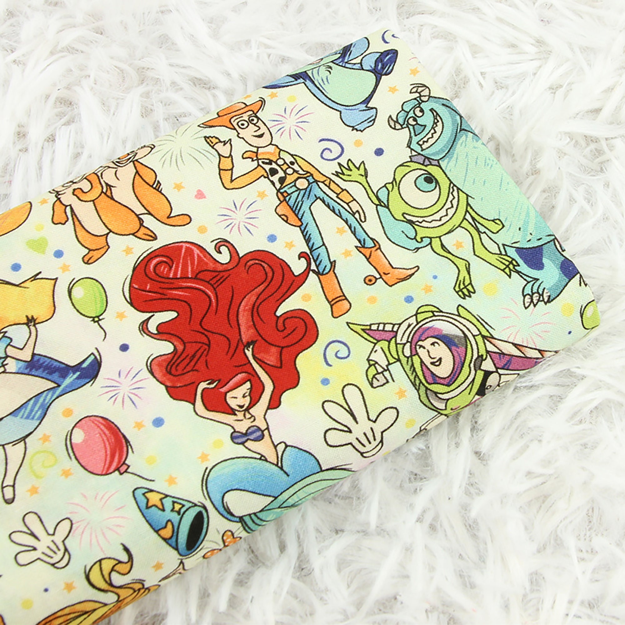 Disney Characters Fabric 100 Cotton Fabric Cartoon Printed Etsy