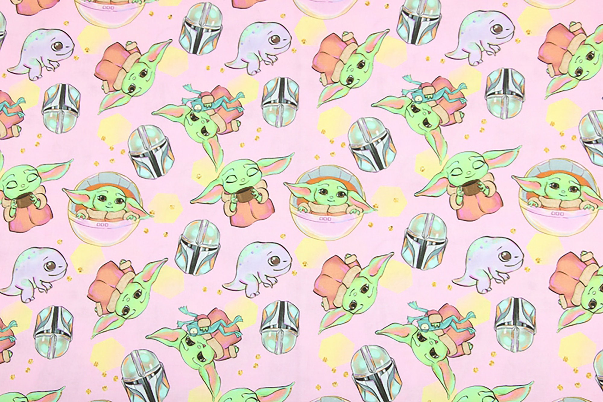Pink Baby Yoda Fabric 100 Cotton Fabric Cartoon Printed Etsy
