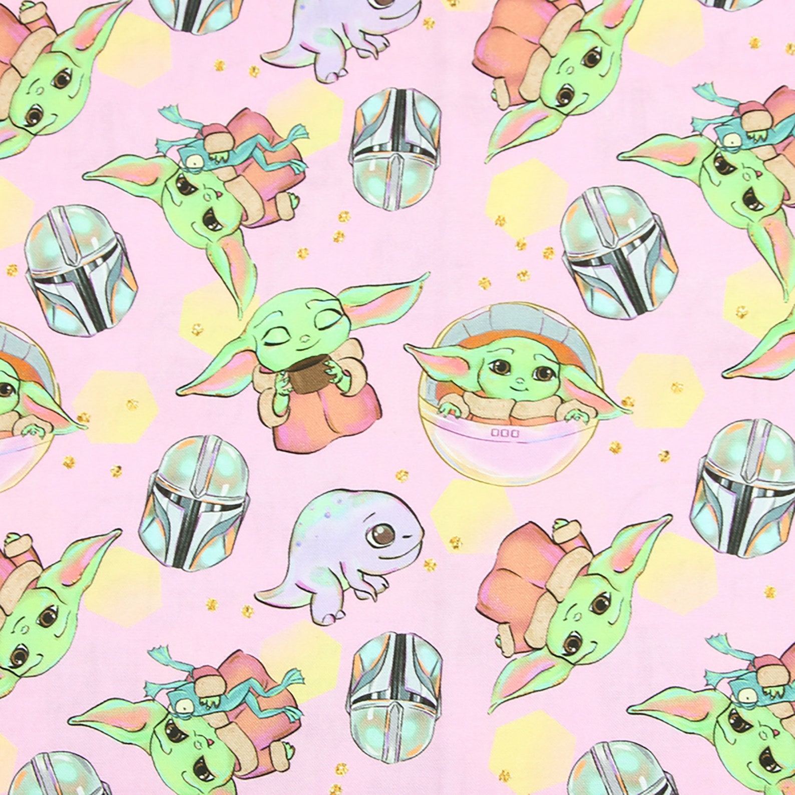 Pink Baby Yoda Fabric 100 Cotton Fabric Cartoon Printed Etsy
