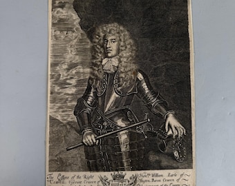 Antique Engraving William Craven Earl of Craven 17th Century Portrait Print