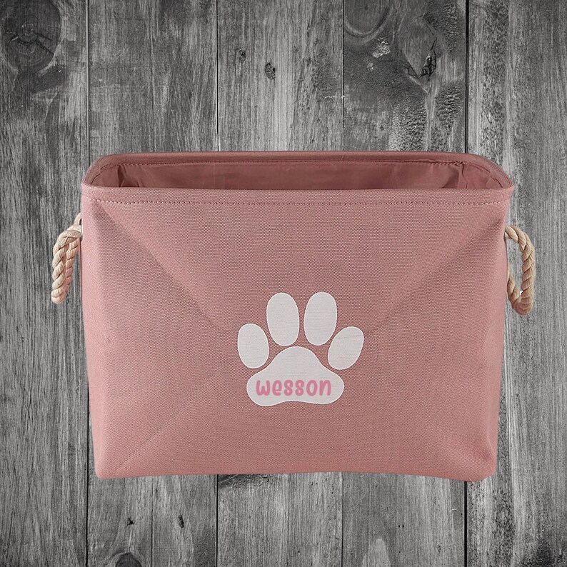 Pink Personalized Dog Toy BinDogDog BinToy BinPaw PrintsNew