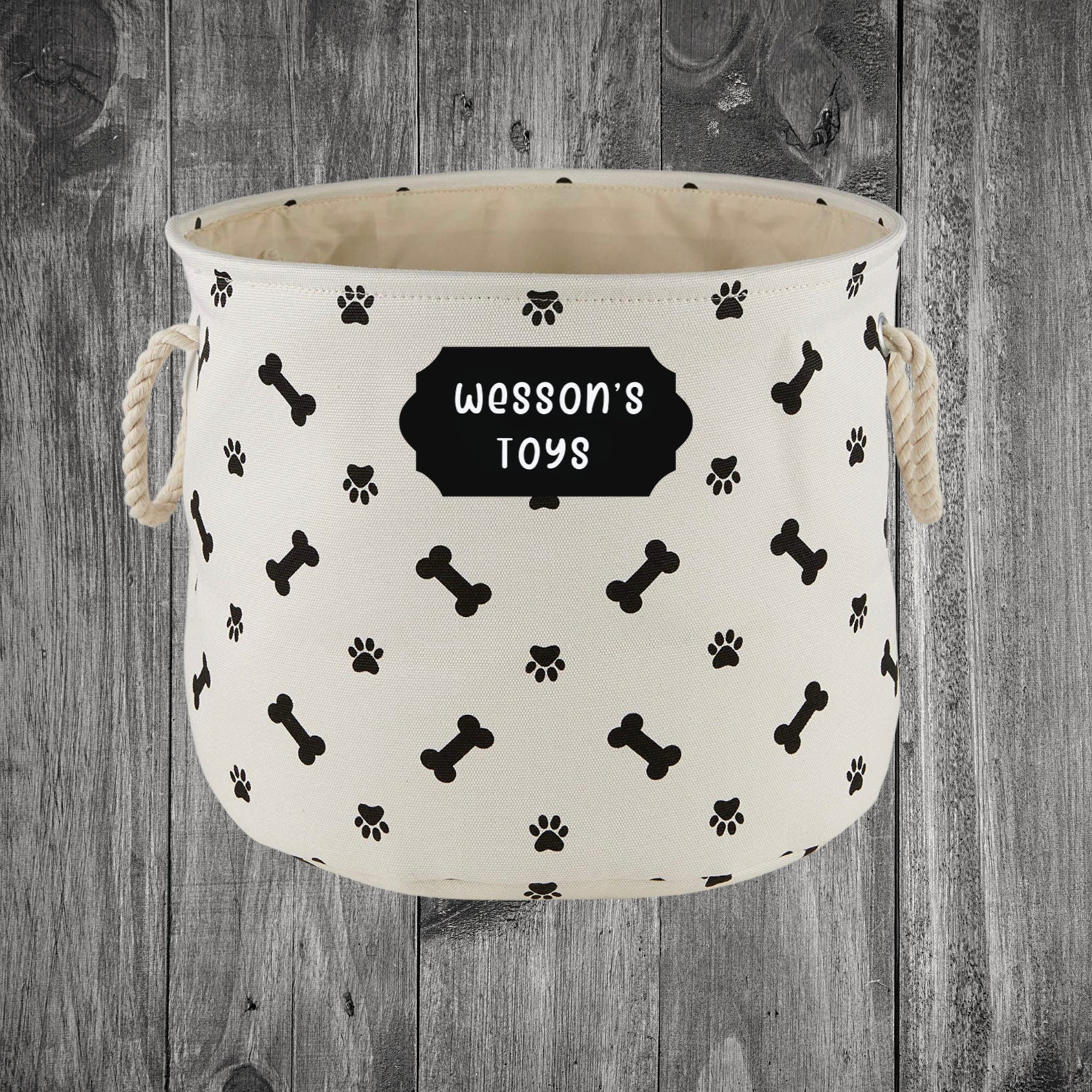 Black and Cream Personalized Dog Toy Bin/Dog/Dog Bin/Toy Etsy