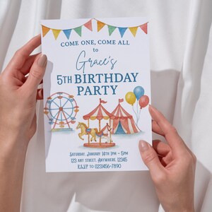 Personalized Carnival Birthday Party Invitation - Digital Download