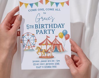 Personalized Carnival Birthday Party Invitation - Digital Download