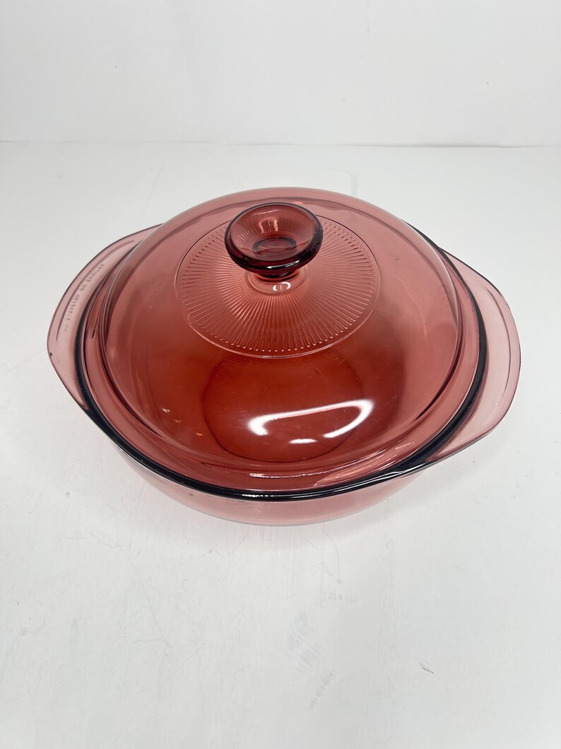 Pyrex Cranberry Vintage Pyrex Cranberry Casserole Dish With Lid, USA Made Baking ...