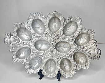 Arthur Court Bunny Deviled Eierschaal Aluminium Konijn Dienblad Pasen Boerderij Decor Vintage 2003 Keuken Serveerschaal