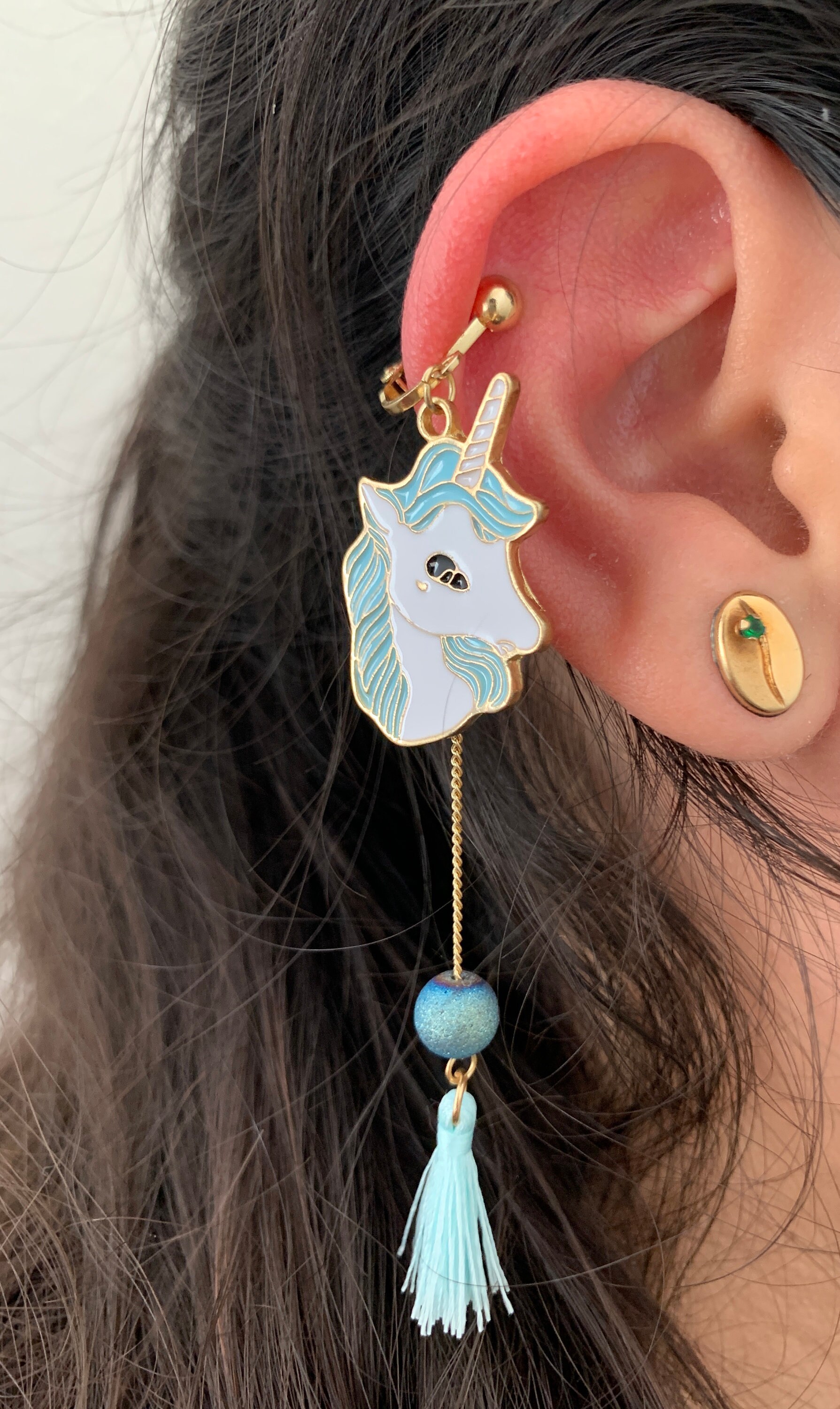 UNICORN EARRINGS for Girls Women Gift No Earlobe open Kids Etsy.de
