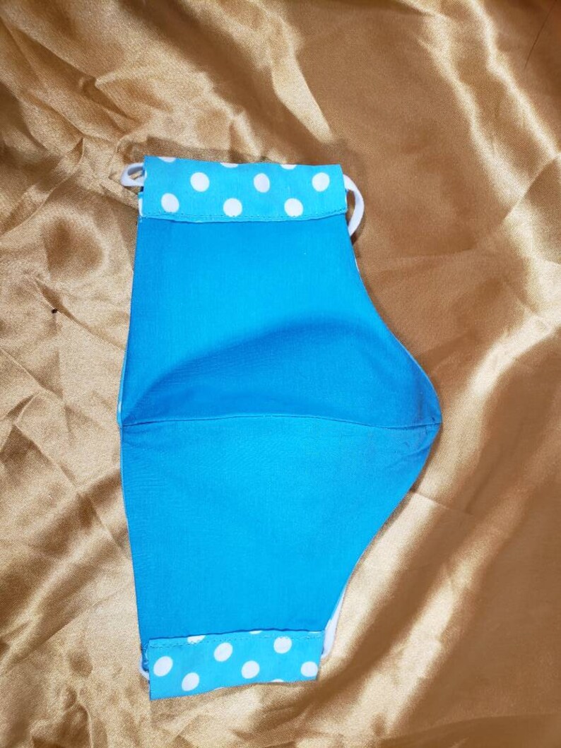 Blue Polka Dot Disney Princess Ears with Ear Saver and Matching Mask