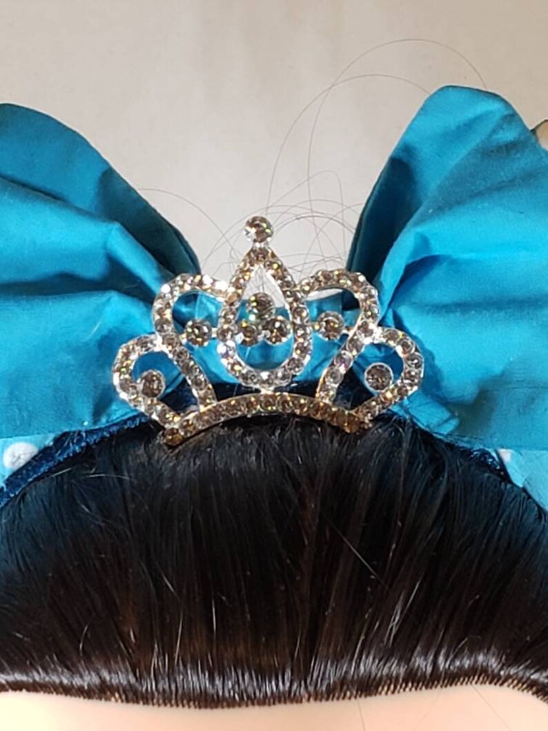 Blue Polka Dot Disney Princess Ears with Ear Saver and Matching Mask
