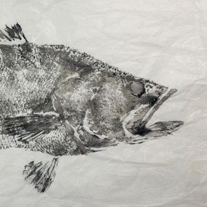 Original Gyotaku Fish Print - Large Mouth Bass - Unmounted