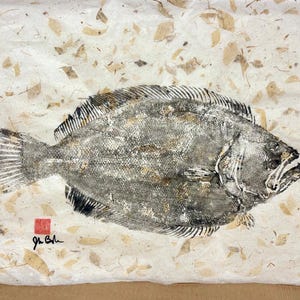 Original Gyotaku Fish Print - Flounder #1 - Unmounted