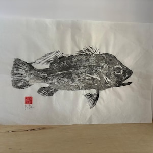 Original Gyotaku Fish Print - Unmounted - Peacock Bass