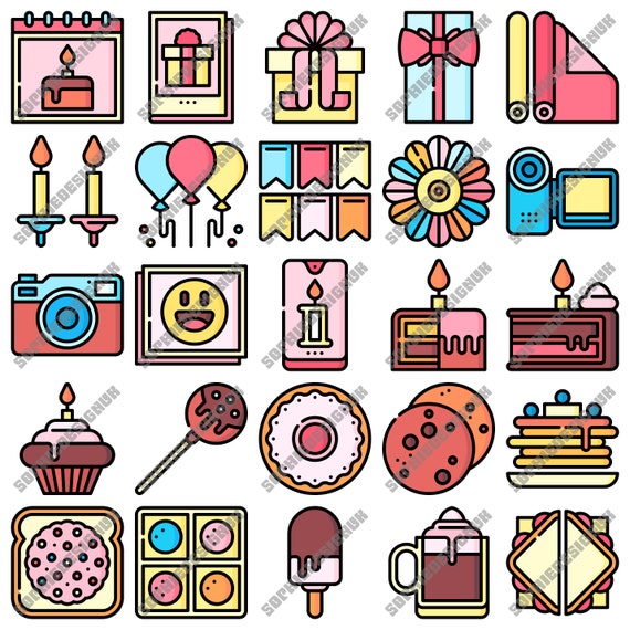 Download Birthday Icon Pack 50 Icons Svg Eps Psd Png Files Etsy