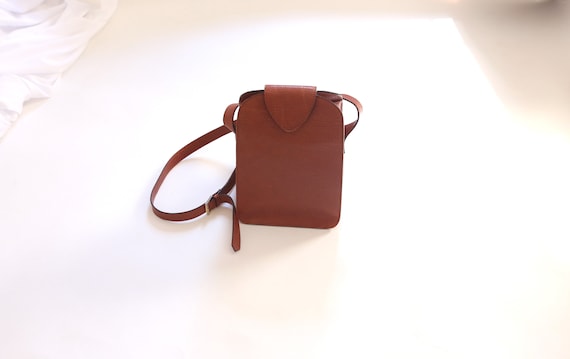Vintage Loewe Brown Red Leather Shoulder Bag, Cros