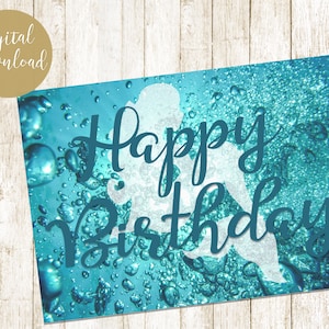 Mermaid Birthday card, Instant Download, Girls Birthday card, Perfect Mermaid Card, Print at Home