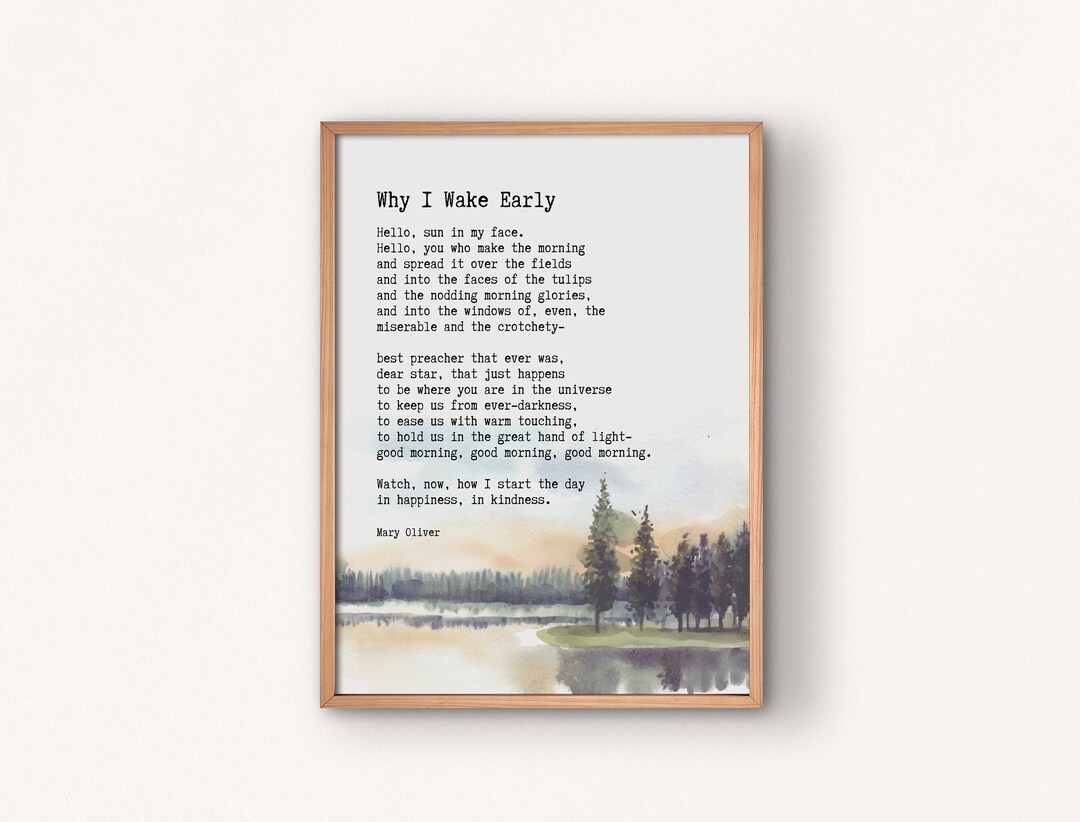 Mary Oliver Poem Quote Wall Decor, Why I Wake Early Poem, Mary Oliver