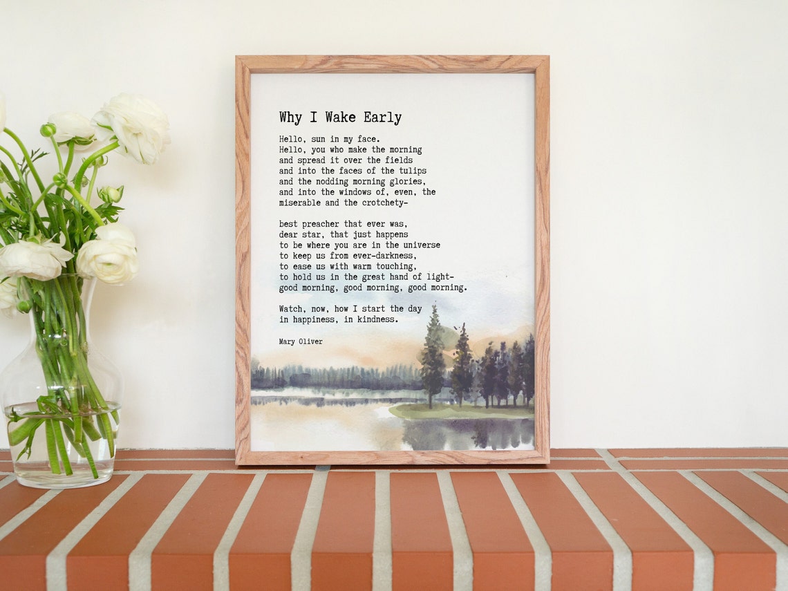 Mary Oliver Poem Quote Wall Decor, Why I Wake Early Poem, Mary Oliver