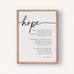 Emily Dickinson Poem Print: Hope is the Thing With Feathers (Digital Download)