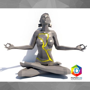 Woman Meditating *Papercraft PDF Template - PDF Papercraft Template*